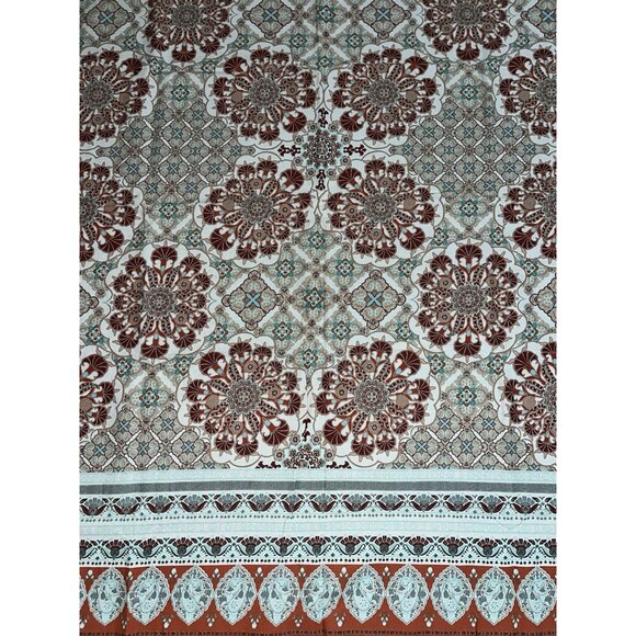 Curtains Set Of 4 Panels 49x82 Bohemian Pattern Coral Gray Teal Rod Pocket 2 Way - Picture 7 of 12